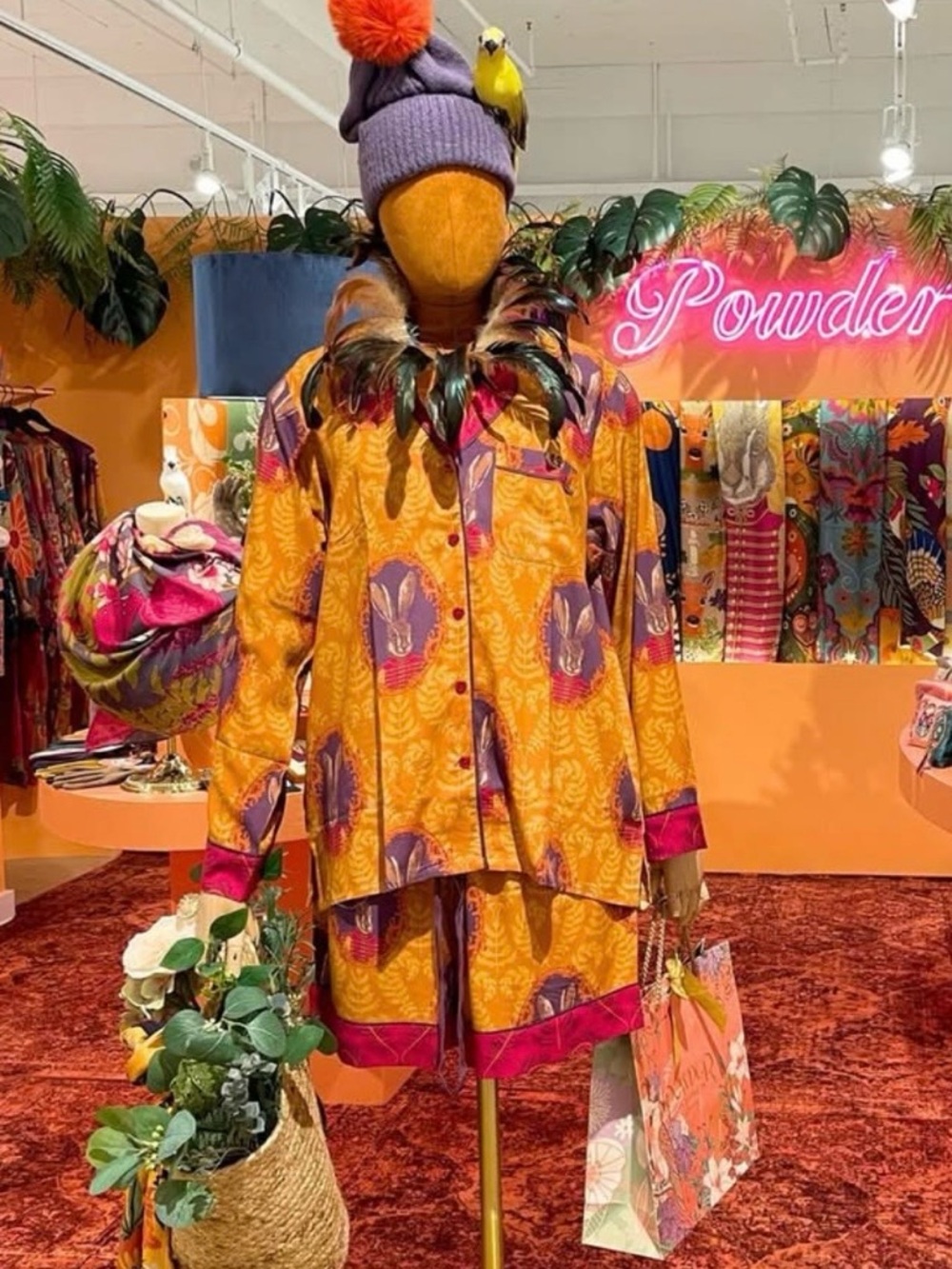 Women's Orange & Pink Printed Pajama Shirt and Shorts Set